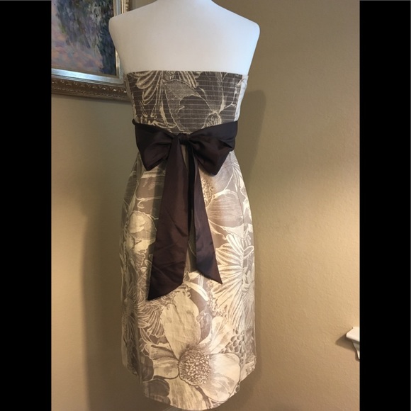 Anthropologie Maeve Brown/Cream Strapless Dress - Picture 4 of 6